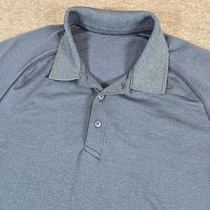 Lululemon Henley Shirt Mens Small Blue S/S Athletic Gym Workout Live In Practice